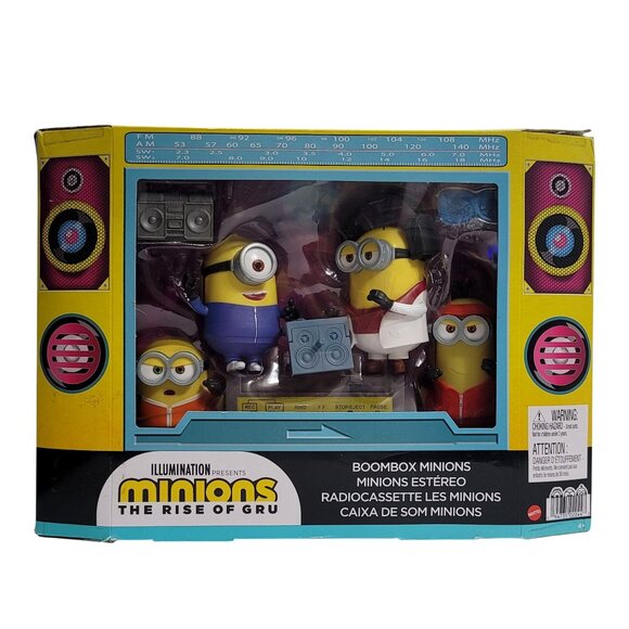 Minions Boombox Set Figures Josh Kevin Bob Stuart - Picture 1 of 12